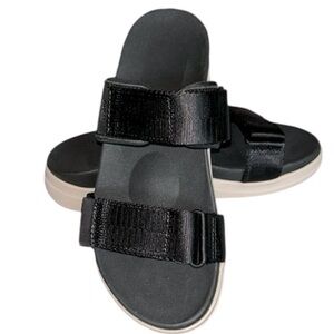 Abeo Jewel Black Nylon and Leather Adjustable Slides with Orthotic Insole Size 9